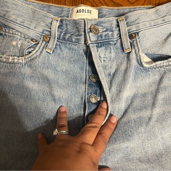 AGOLDE Jaime Button Fly Distressed Classic High Rise Straight Ankle Jeans Sz 27 - Picture 10 of 15